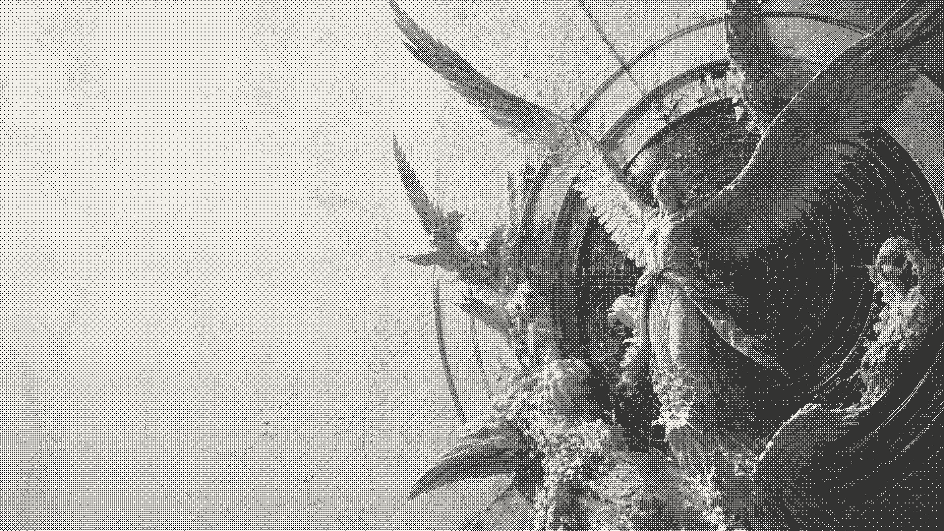 A dithered celestial assembly gathered around one instrument